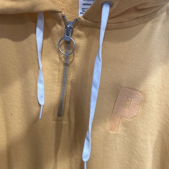 Light Yellow Victoria’s Secret Pink Pullover with Embroidered Flower Hood - Picture 2 of 5